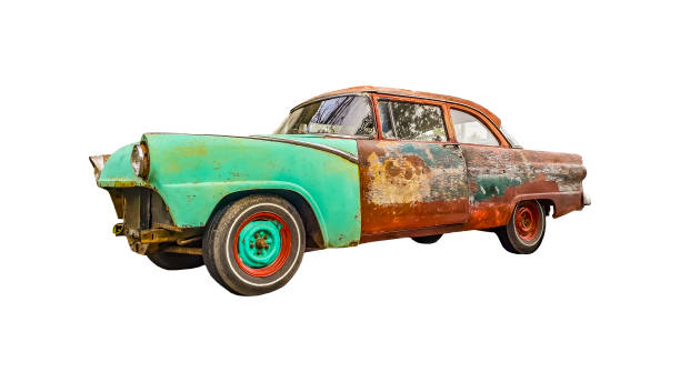 istock Old Neglected Car Isolated Photo 1185686908