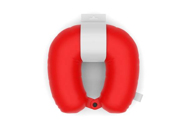 istock Blank Travel Pillow with paper label for Neck. Empty Template Mock up. 3d illustration 1185691419