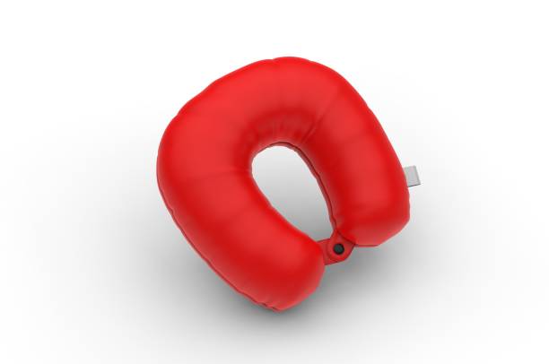 Blank Travel Pillow with paper label for Neck. Empty Template Mock up. 3d illustration Blank Travel Pillow with paper label for Neck. Empty Template Mock up. Illustration red cushion covers stock pictures, royalty-free photos & images