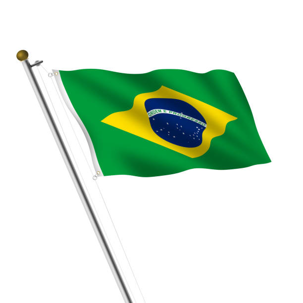 istock A Brasil Brazil Flagpole Verde e Amarela illustration on white with clipping path 1185693928