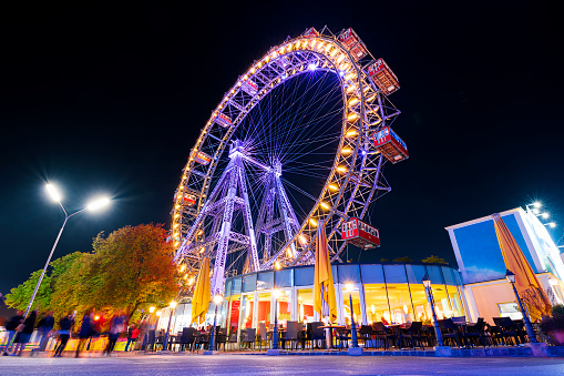 Prater Ferris Wheel in Vienna (Austria) by Night