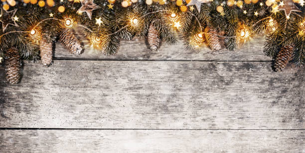 istock Decorative Christmas garlands with free space 1185711667