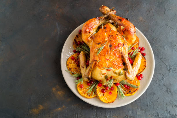 istock Baked chicken in the oven. festive dish. 1185716740