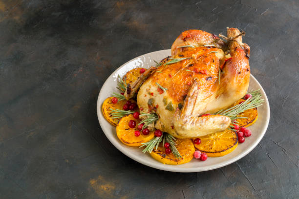 istock Baked chicken in the oven. festive dish. 1185716922