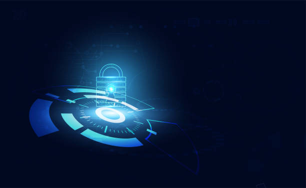 istock Abstract blue image with modern futuristic background personalized key lock Related to cyber defense Theft prevention Concept Cyber Security. 1185718817