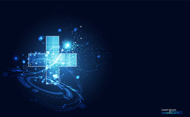 istock Blue abstract image with modern futuristic science background That is blue and light flare, positive health concept For medical background images. Vector illustration. 1185718824