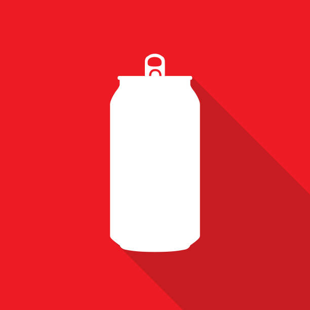 Soda Can Icon Vector illustration of a white soda can with shadow on a red background. can stock illustrations