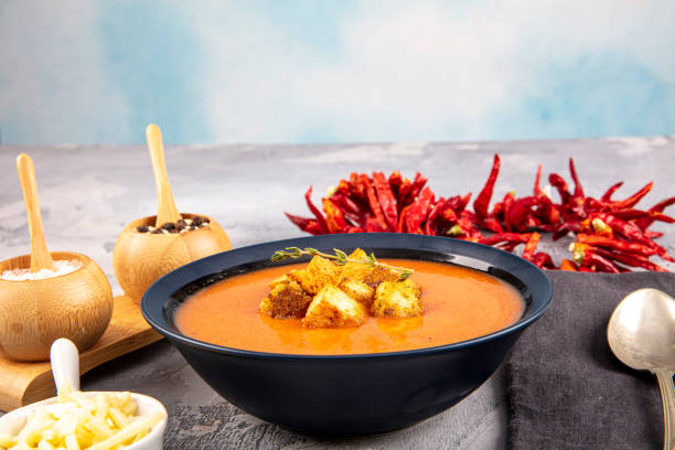 istock Tomato soup with croutons and fresh parsley 1185721714