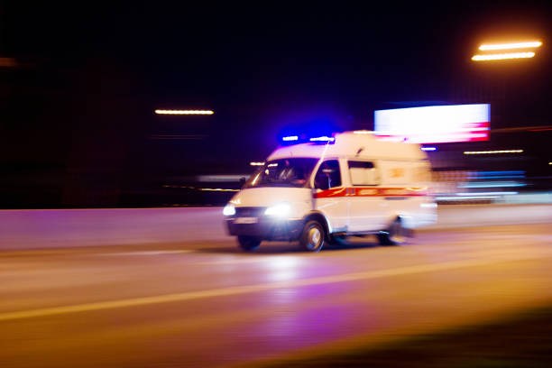 An ambulance responds to an emergency call.