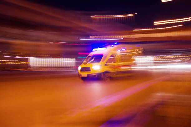 istock Ambulance is rushing to a call to a sick call 1185723137