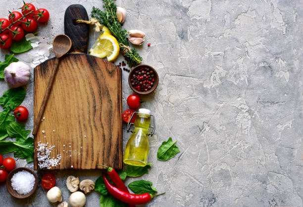 istock Culinary background with ingredients for making vegetarian dish 1185724925