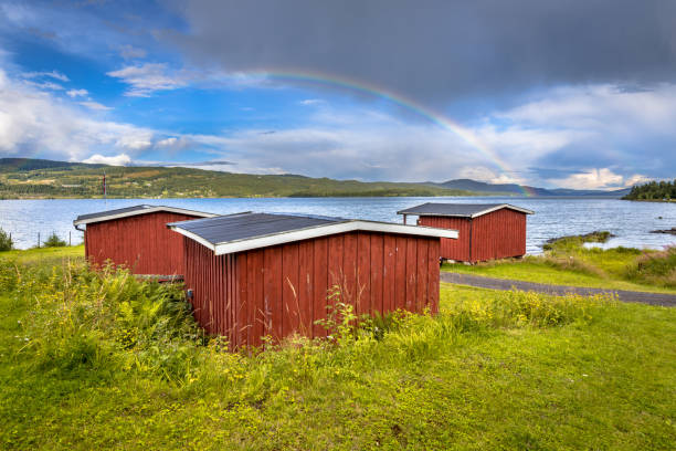istock Traditional red wooden cabins in Norway 1185724986