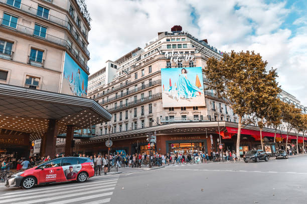 The Facade Of The Famous Shopping Center In Paris Galerie Lafayette Stock  Photo - Download Image Now - iStock