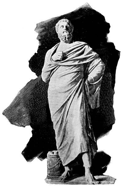 Sophocles Statue - 4th Century BC Sophocles statue (circa 4th century BC). Vintage halftone etching circa late 19th century. 4th century bc stock illustrations