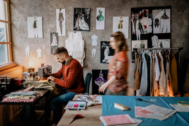 istock Busy day in fashion designer studio 1185736170