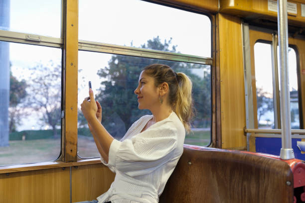 istock Enjoy the journey by tramway, take a picture. 1185736173