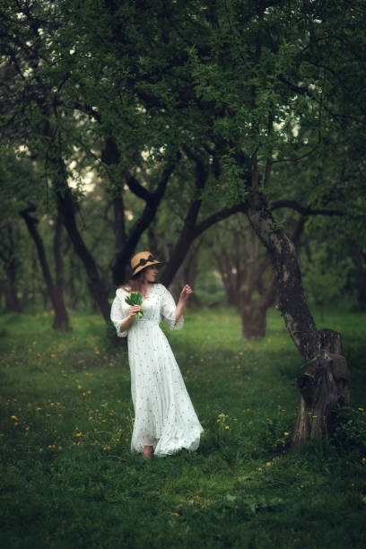 istock Attractive young woman in hat enjoying her time outdoors in spring park 1185745192