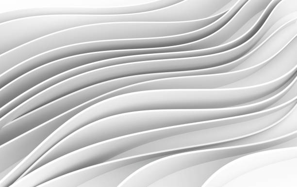 abstract white waves 3d rendering. modern minimal design - engineering nobody contemporary new imagens e fotografias de stock