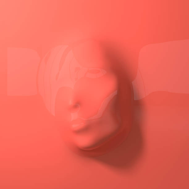 istock Beautiful face pressing through elastic fabric. Hidden woman's face background 3d render. Mysterious woman behind stretchy material. 1185745255