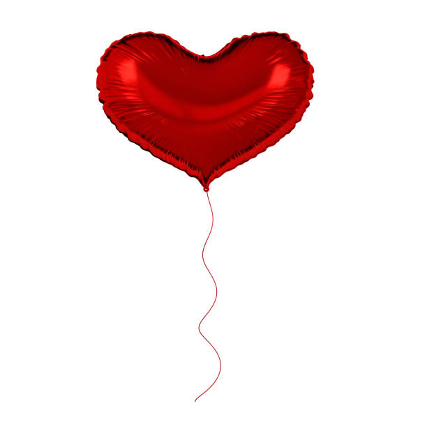 istock Red foil balloon isolated on white background. 3d render element for birthday party, Valentine`s day, presentation. Heart shape 1185745259