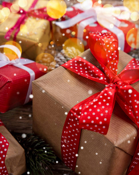 istock Christmas decoration on wooden background 1185745264
