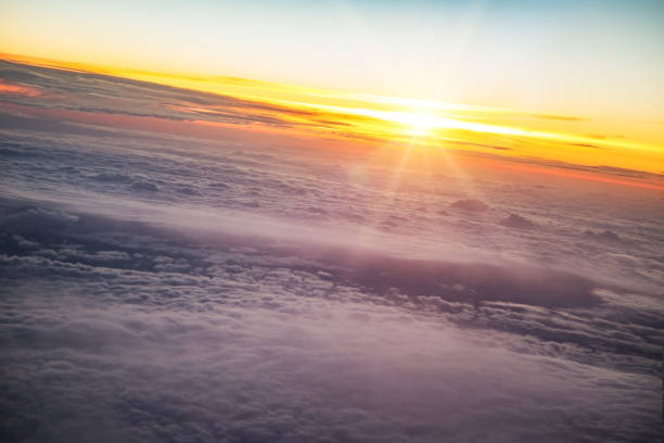 istock Sunset sky from the airplane window 1185745469