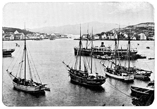 istock The Harbour in Trondheim, Norway - 19th Century 1185745531