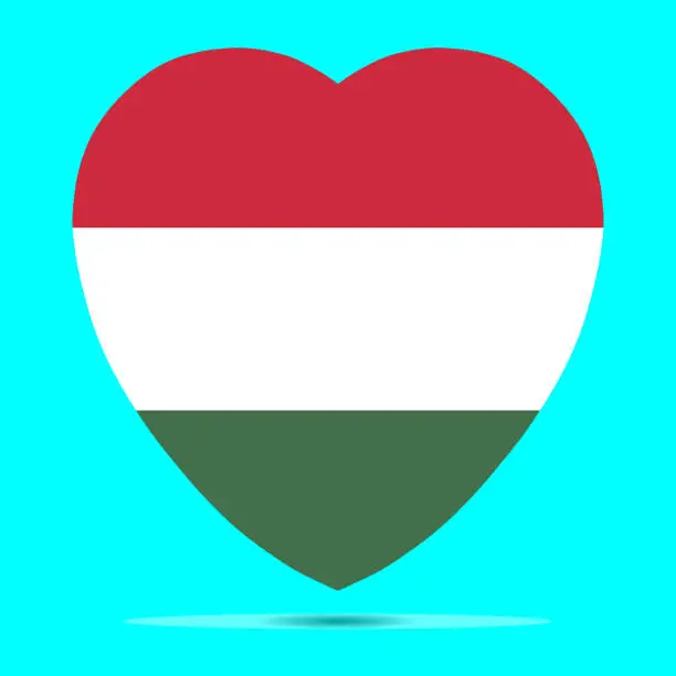 Vector illustration of Hungary Flag In Heart Shape Vector illustration eps 10