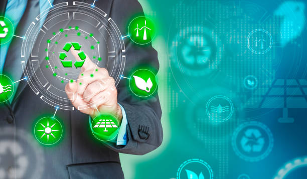 istock Businessman by pressing the recycling symbol. 1185753091