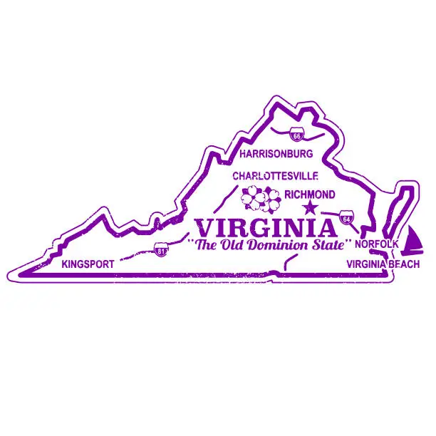 Vector illustration of Virginia Retro Travel Stamp