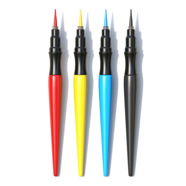 istock Red, yellow, blue and black brush markers 3D 1185756238