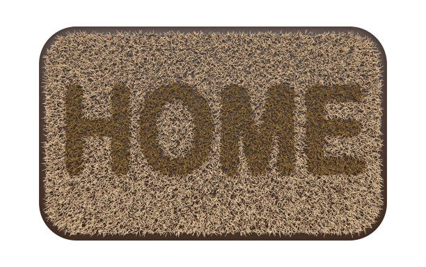 istock Brown coir doormat with text HOME 3D 1185756249