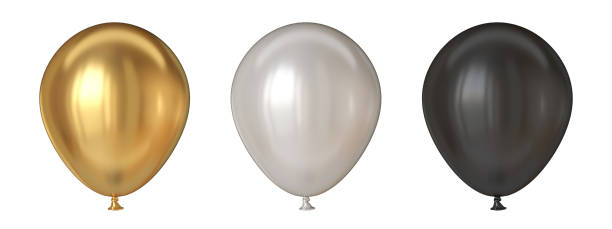 istock Golden, white and black balloons 3D 1185756256