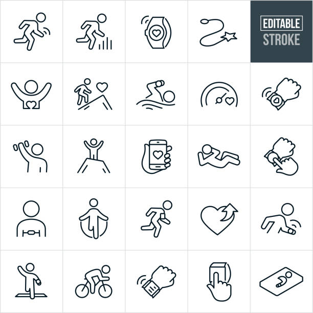 フィットネストラッキング細い線のアイコン - ediatableストローク - gps watch点のイラスト素材／クリップアート素材／マンガ素材／アイコン素材