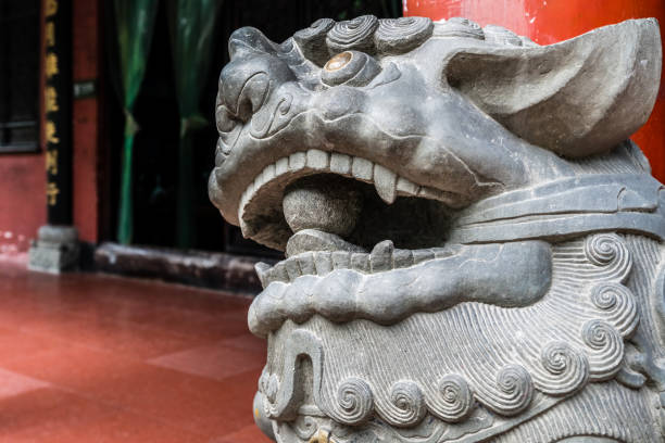 istock Lion head sculpture  in Wenshu Monastery 1185758976