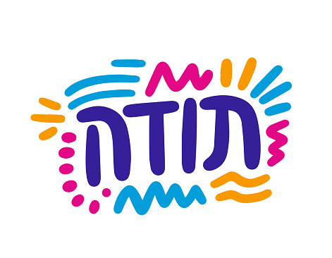 Toda Thanks in Hebrew. and drawn lettering. Thank You Calligraphy, Greeting card. Thank you card. Vector illustrations letters