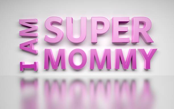 istock Pink words I am Super Mommy on white background 1185768271