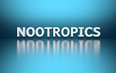 Word Nootropics on blue background