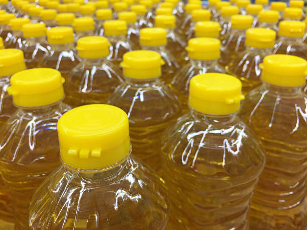 istock Vegetable oil in plastic bottles for background 1185778604