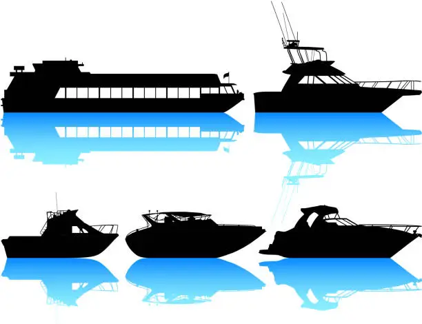Vector illustration of Highly Detailed Fast Boats