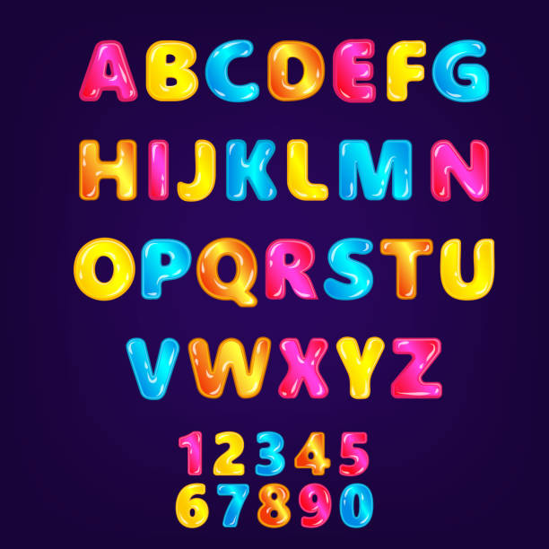 istock Wonderland fairy ABC or font in rainbow colors vector illustration isolated. 1185781252
