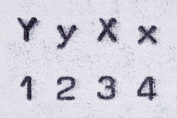 istock Real typewriter font alphabet with letters Y, X and digits  1, 2, 3, 4 1185781491