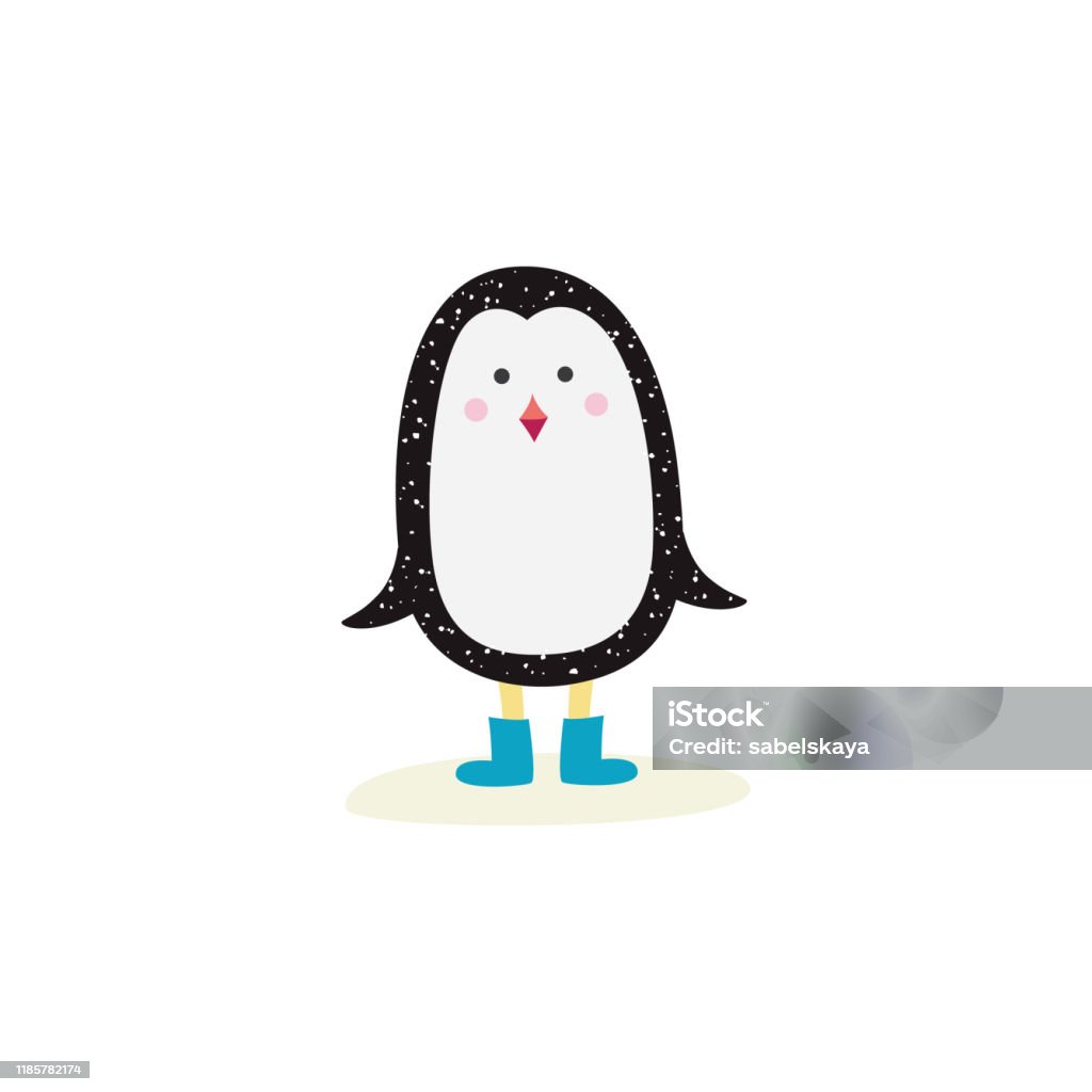 Chim Cánh Cụt Con Dễ Thương Với Đôi Giày Mùa Đông Màu Xanh Đứng ...