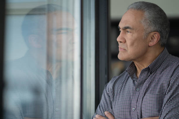 istock Senior Man Deep in Reflection stock photo 1185783172