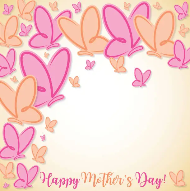 Vector illustration of Happy Mother's Day butterfly card in vector format.