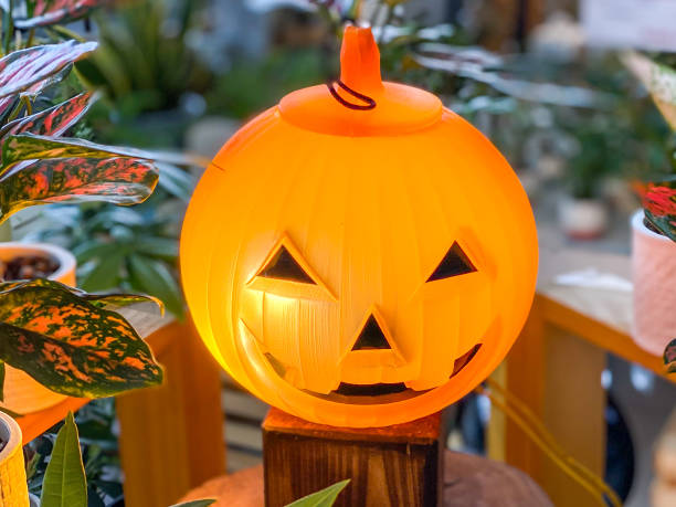Plastic orange pumpkin jack o lantern for Halloween decoration