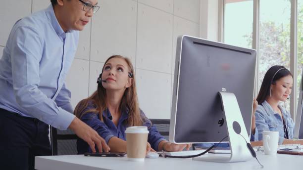 istock Customer support agent or call center with headset 1185788723