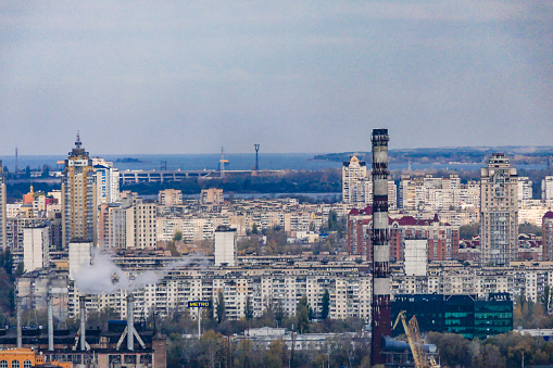 Kyiv, Ukraine Nov 2, 2019  The concrete suburban skyline of Kiev