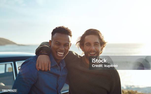 Theres No Buddy Like A Travel Buddy Stock Photo - Download Image Now - Friendship, Men, Only Men