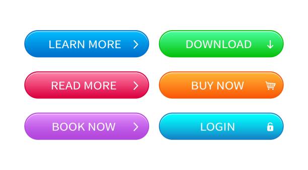 набор абстрактных современных кнопок интерфейса. - blue button stock illustrations
